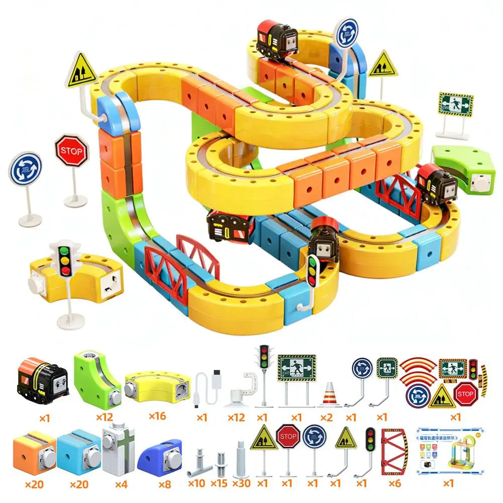 3D Magical Cube Track Train Set - USB Rechargeable STEM Building Toy