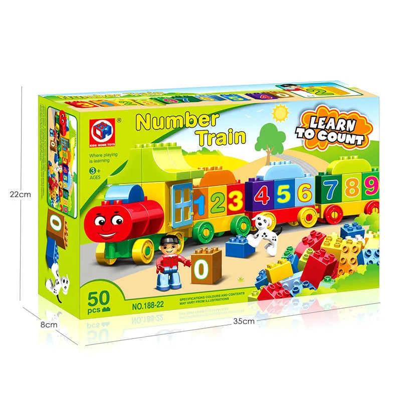 50pcs Big Size Number & Letter Learning Train Building Blocks Set
