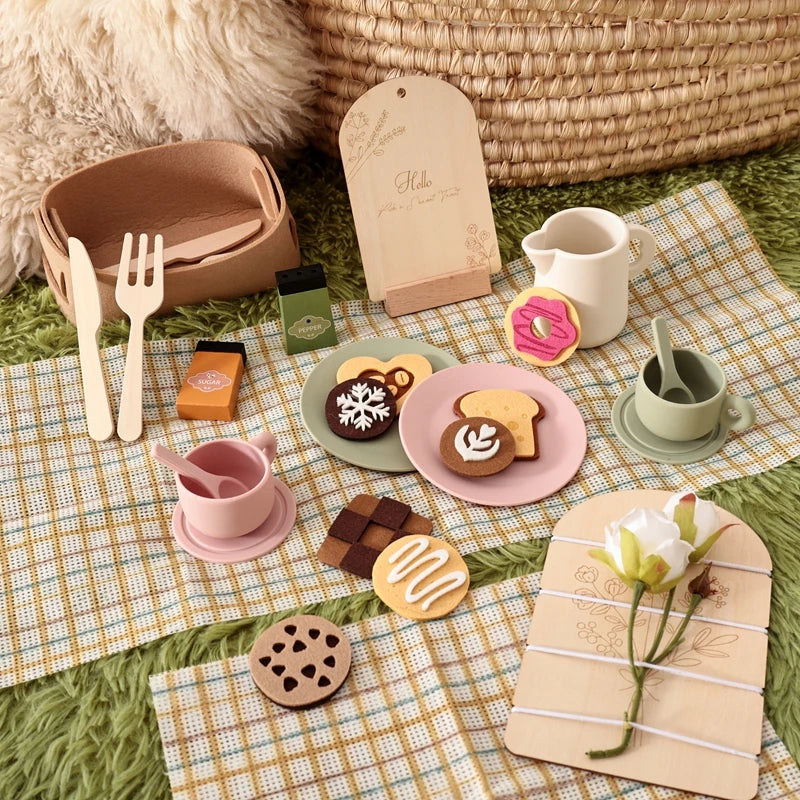 Premium Wooden Montessori Tea Party Playset | High-Quality Pretend Play Kitchen Toy for Toddlers 🧸✨