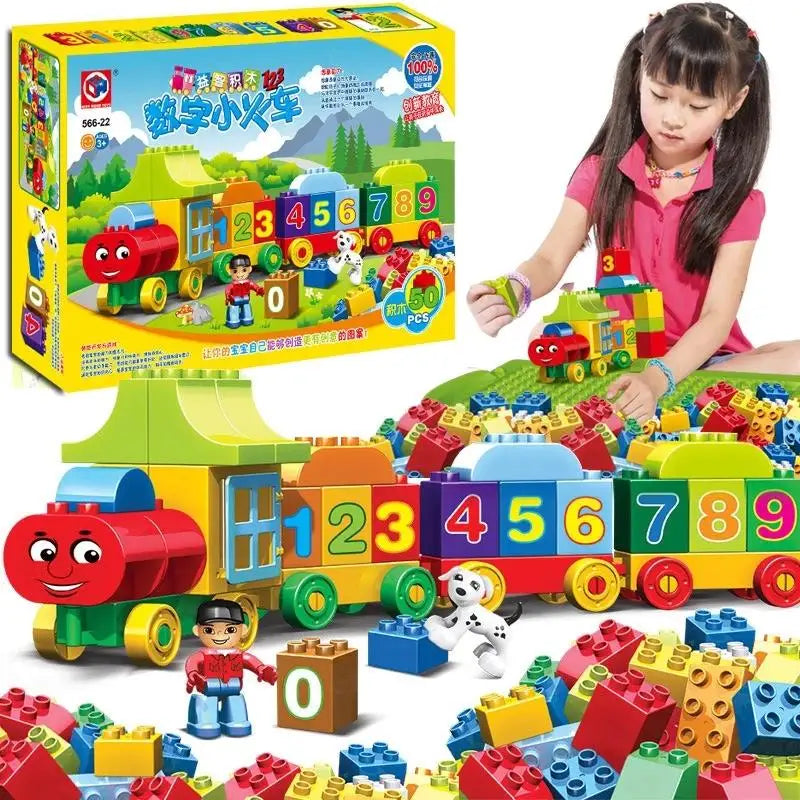 50pcs Big Size Number & Letter Learning Train Building Blocks Set