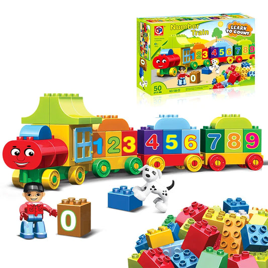 50pcs Big Size Number & Letter Learning Train Building Blocks Set