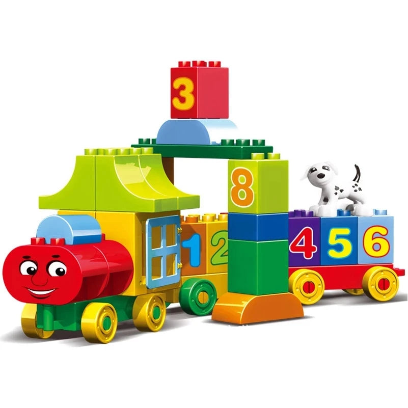 50pcs Big Size Number & Letter Learning Train Building Blocks Set