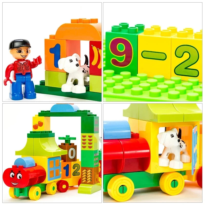 50pcs Big Size Number & Letter Learning Train Building Blocks Set