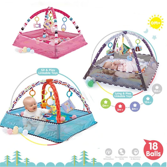 Premium 3-in-1 Baby Activity Play Gym & Ball Pit | Multifunctional Educational Mat with Safety Fence