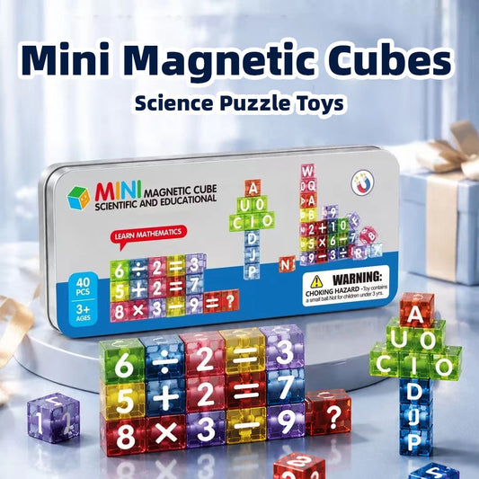 Mini Magnetic Alphabet & Numbers Cubes with Iron Gift Box