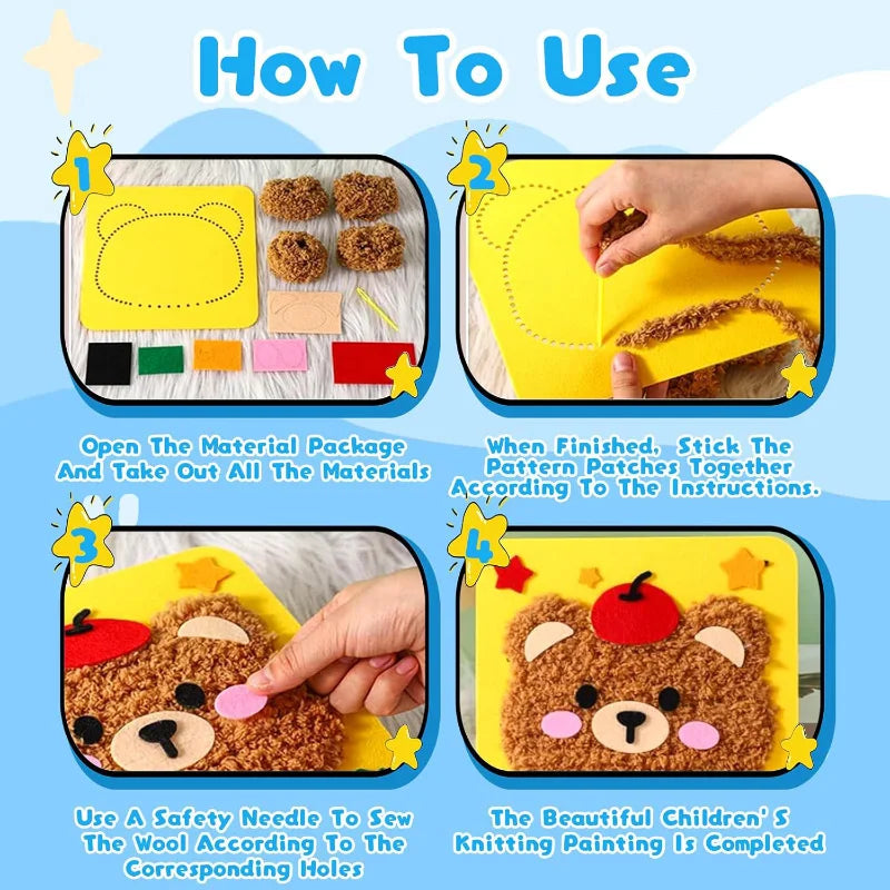 Premium DIY Cartoon Animal Sewing & Embroidery Craft Kit for Kids 🧵✨