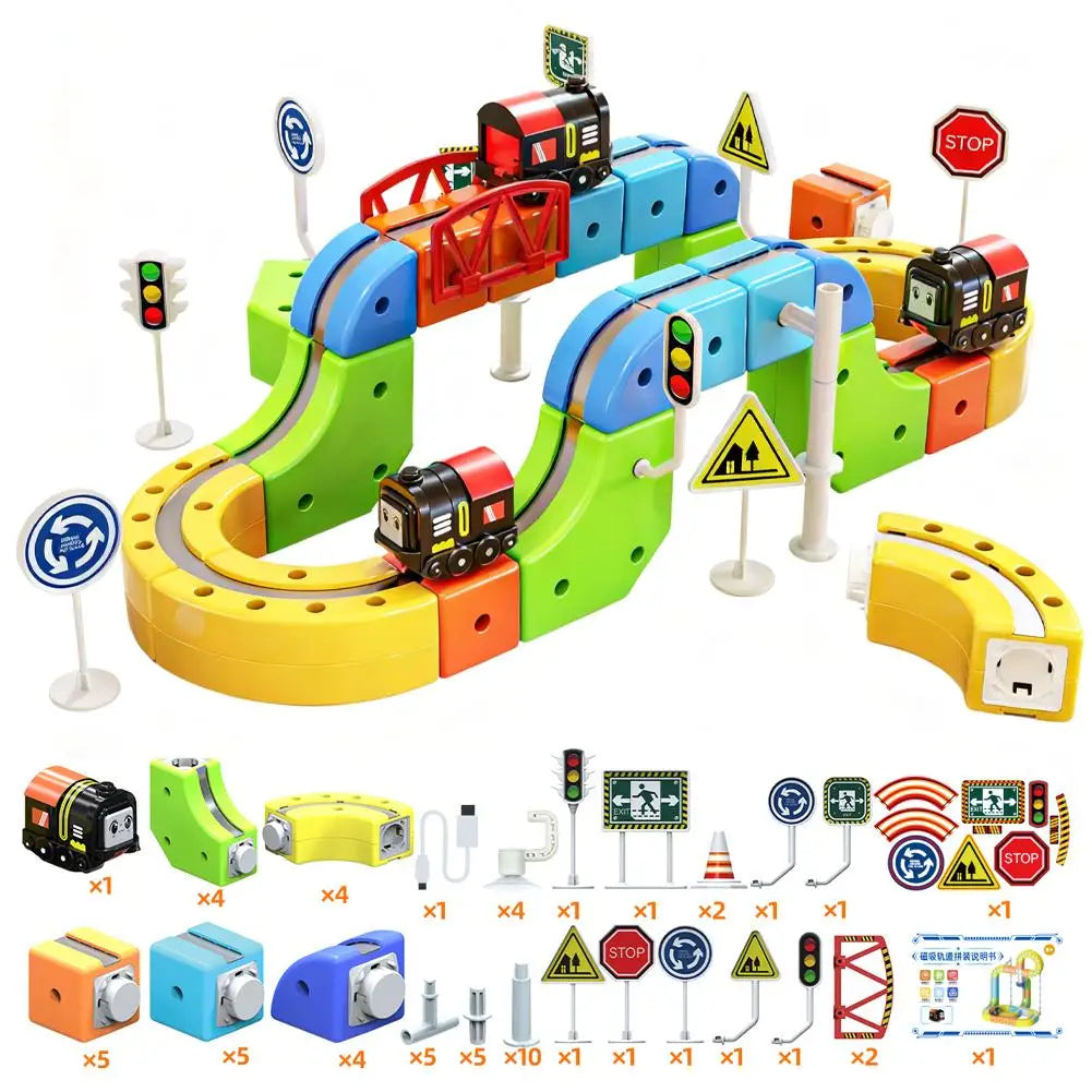 3D Magical Cube Track Train Set - USB Rechargeable STEM Building Toy