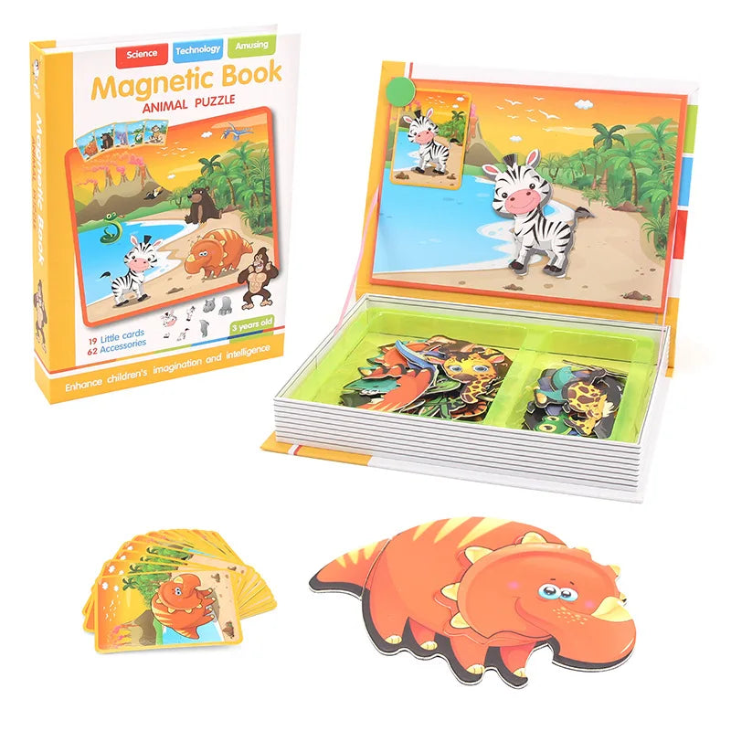 Montessori Magnetic Dress-Up Puzzle Book - 3D Cartoon Brain Training Game
