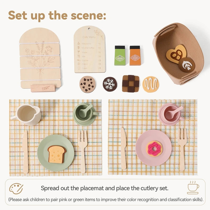 Premium Wooden Montessori Tea Party Playset | High-Quality Pretend Play Kitchen Toy for Toddlers 🧸✨