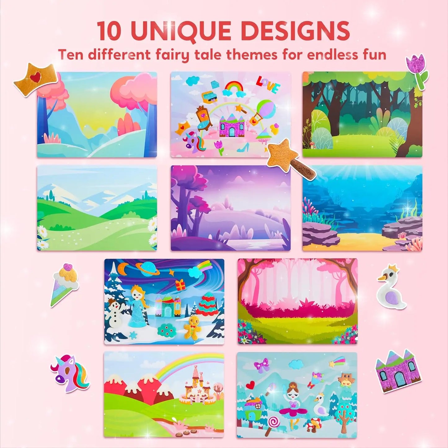 Unicorn & Castle 3D Foil Art Creative Craft Kit for Kids