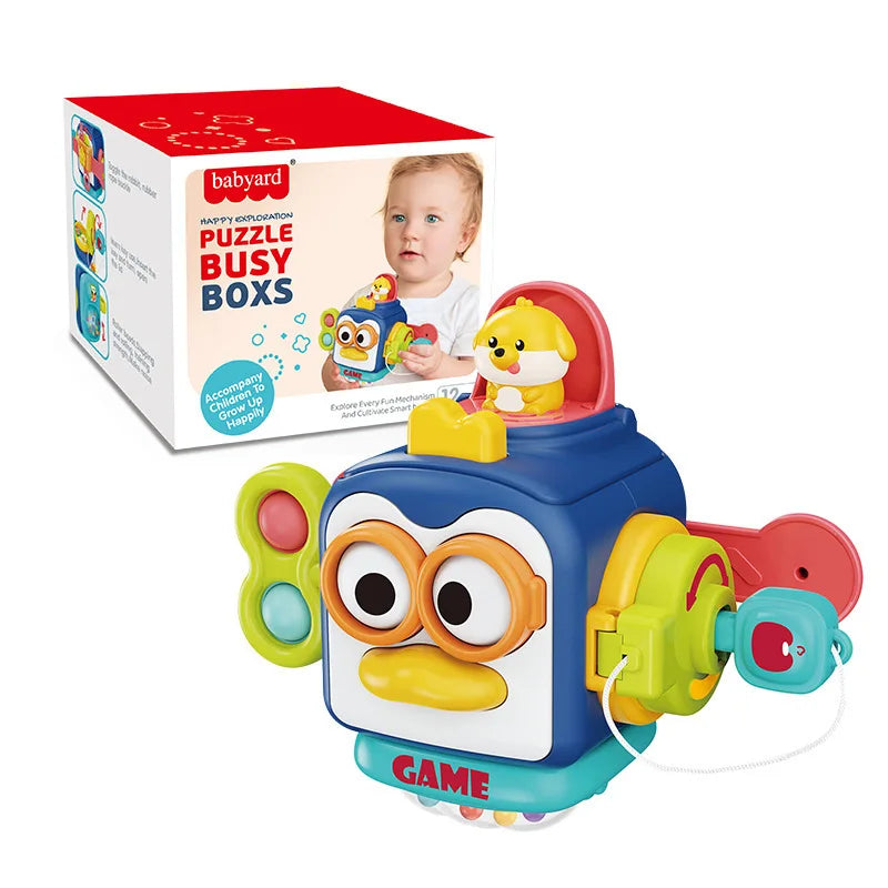 Montessori Busy Cube 10-in-1 Sensory Toy for Toddlers | Fine Motor Skills Learning Toy | Travel Activity Cube for Babies