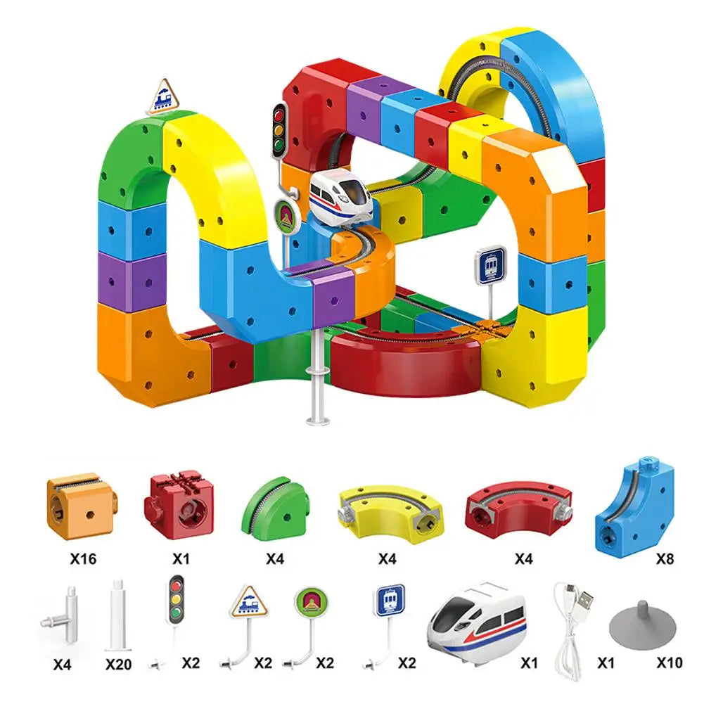 3D Magical Cube Track Train Set - USB Rechargeable STEM Building Toy
