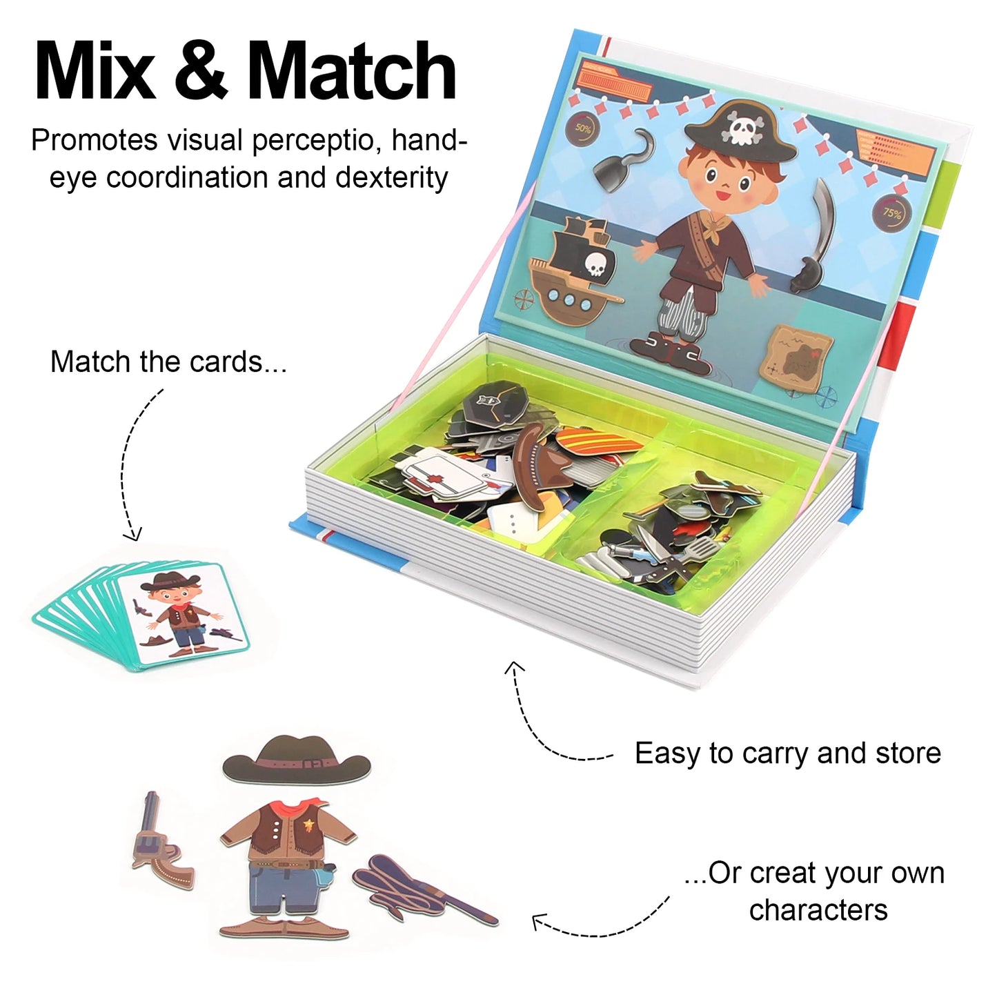 Montessori Magnetic Dress-Up Puzzle Book - 3D Cartoon Brain Training Game