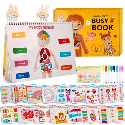 My Body Anatomy Montessori Busy Book - 15-in-1 Human Body Learning Toy