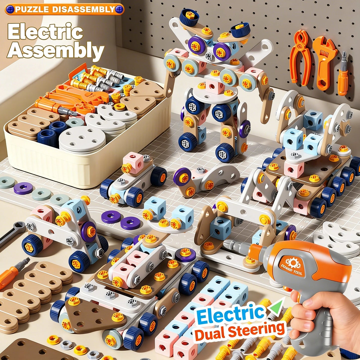 DIY Nut Hand Disassembly Assembly Puzzle Simulated Screwing Toolbox Early Educational Kids Toy Repair Tools Blocks Toys For Boys