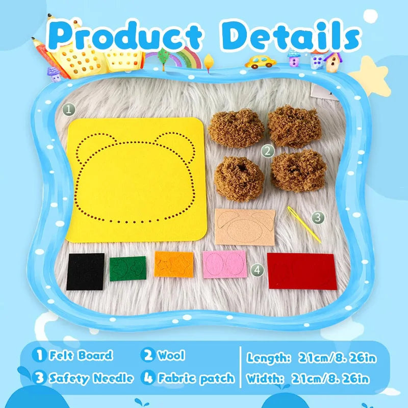 Premium DIY Cartoon Animal Sewing & Embroidery Craft Kit for Kids 🧵✨