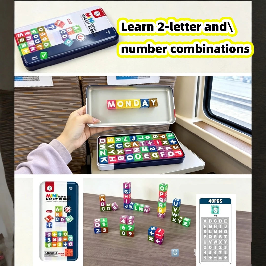 Mini Magnetic Alphabet & Numbers Cubes with Iron Gift Box