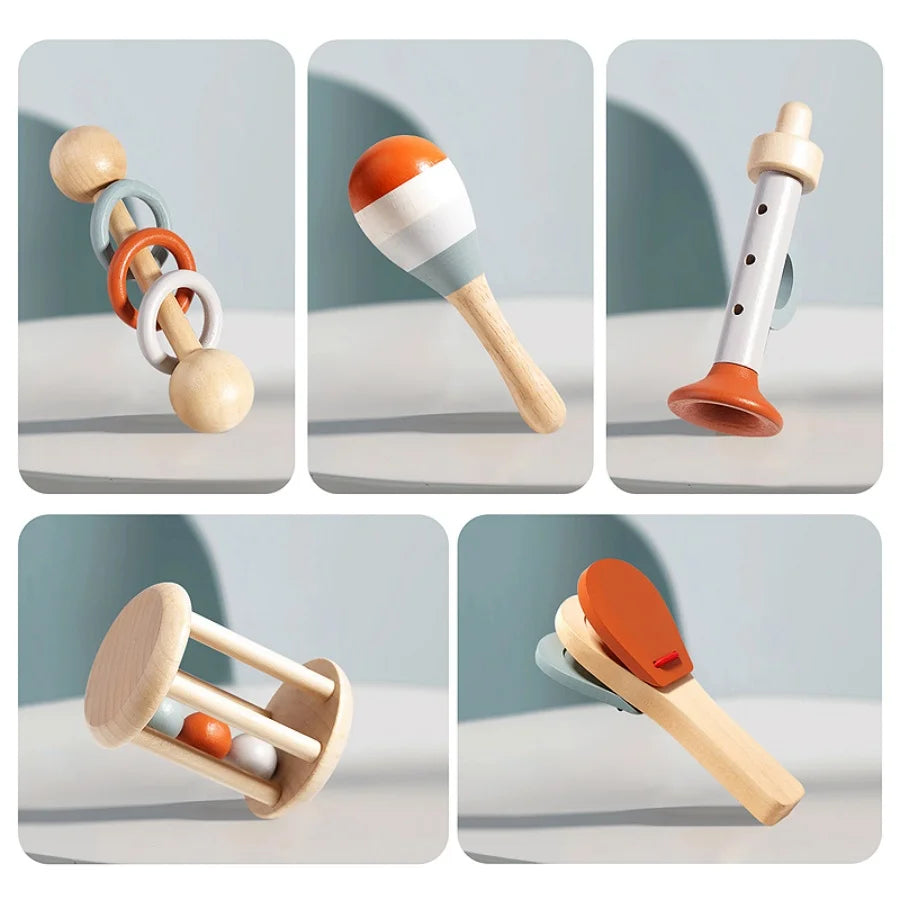 Baby Handheld Bell, Ringing Instrument, Early Childhood Education, Soothing Bed Bell, Wooden Gripping, Chewing Toy