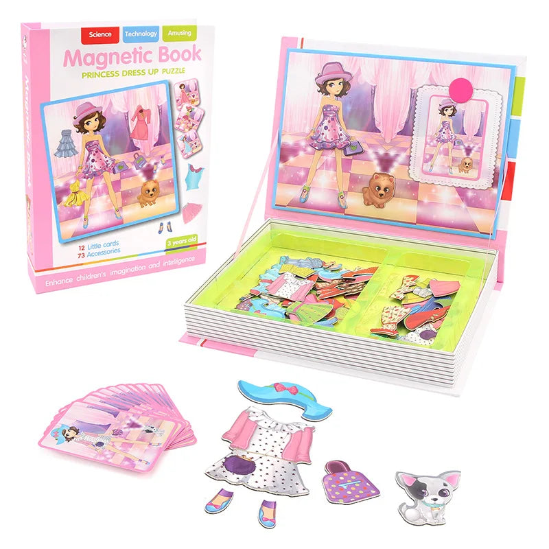 Montessori Magnetic Dress-Up Puzzle Book - 3D Cartoon Brain Training Game