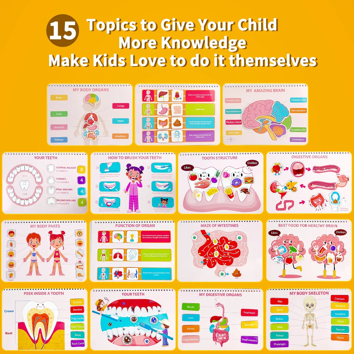 My Body Anatomy Montessori Busy Book - 15-in-1 Human Body Learning Toy