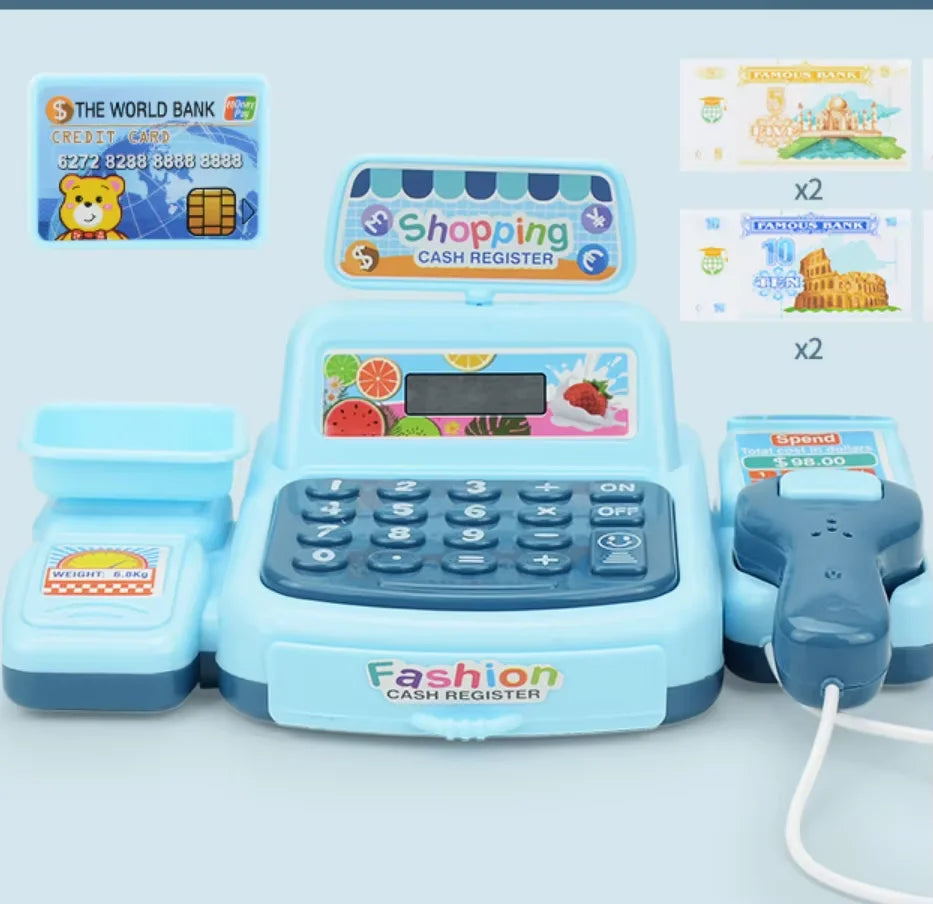 🛒 Interactive Kids Cash Register Toy Set with Light & Sound – Supermarket Pretend Play 🔊✨