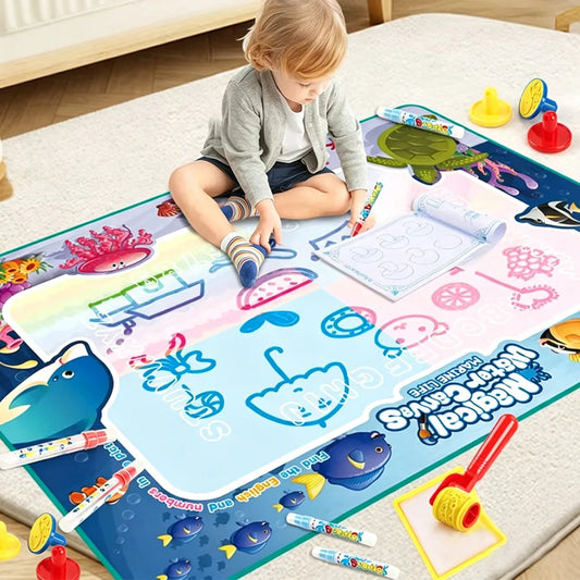 Large Magic Water Drawing Doodle Mat (100x80cm) - Reusable No-Mess Painting Board