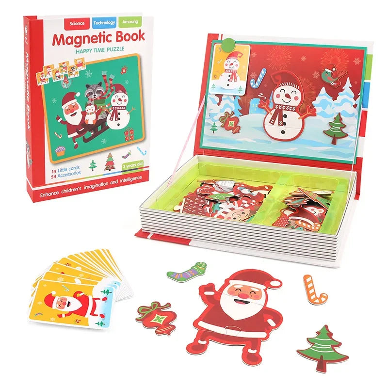 Montessori Magnetic Dress-Up Puzzle Book - 3D Cartoon Brain Training Game