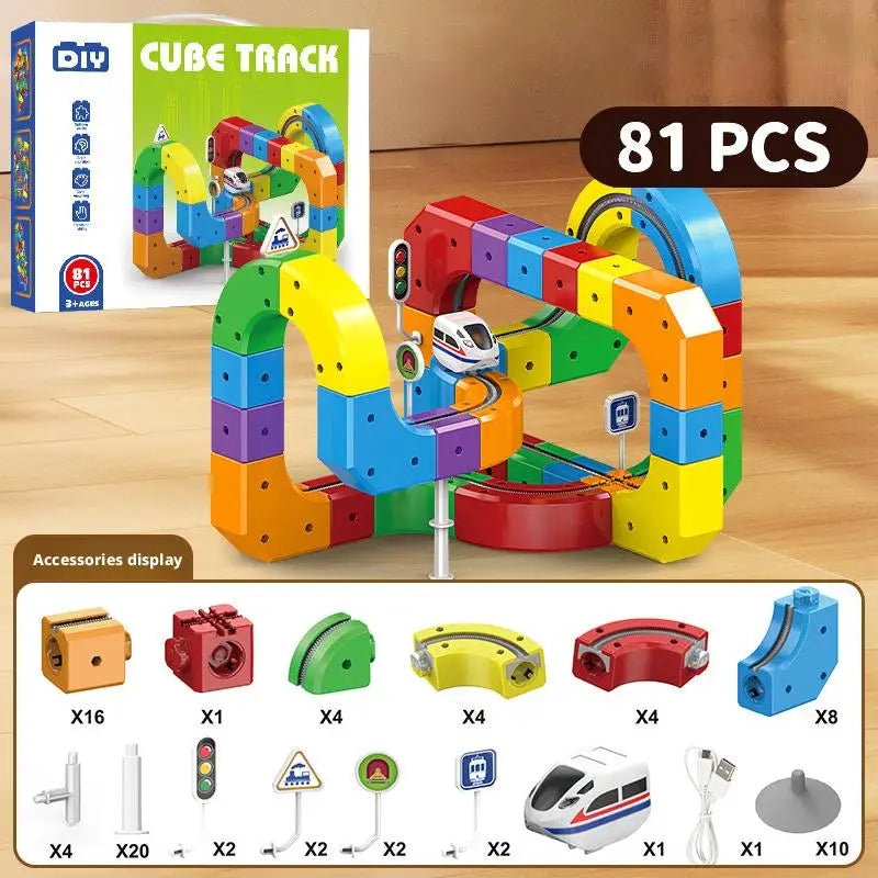 3D Magical Cube Track Train Set - USB Rechargeable STEM Building Toy