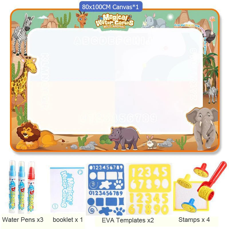 Large Magic Water Drawing Doodle Mat (100x80cm) - Reusable No-Mess Painting Board