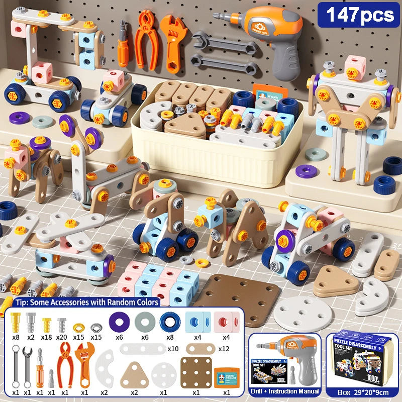 DIY Nut Hand Disassembly Assembly Puzzle Simulated Screwing Toolbox Early Educational Kids Toy Repair Tools Blocks Toys For Boys