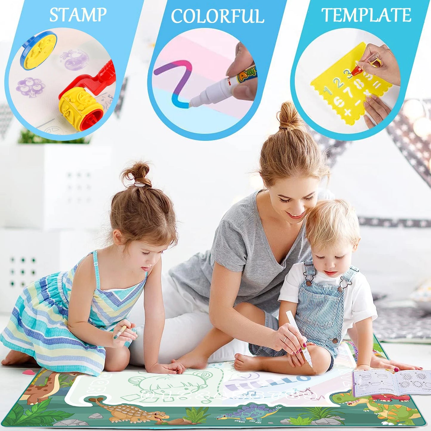 Large Magic Water Drawing Doodle Mat (100x80cm) - Reusable No-Mess Painting Board
