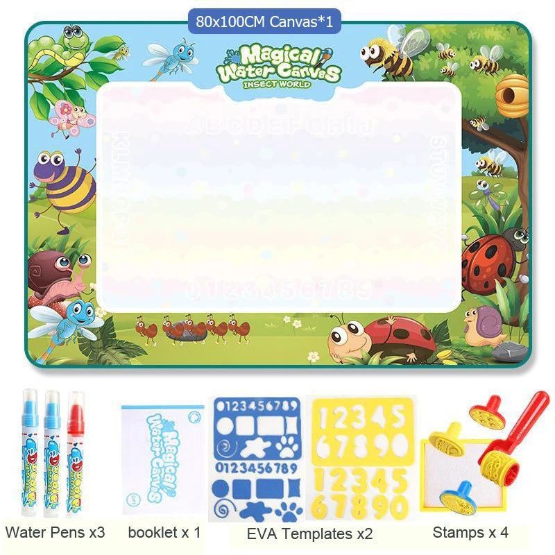 Large Magic Water Drawing Doodle Mat (100x80cm) - Reusable No-Mess Painting Board