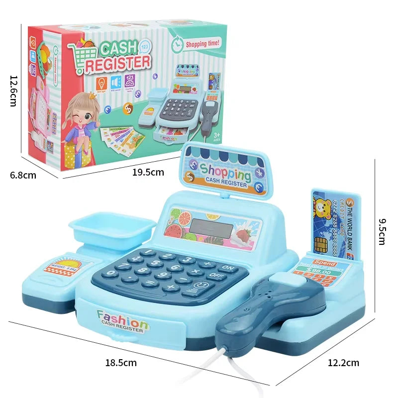 🛒 Interactive Kids Cash Register Toy Set with Light & Sound – Supermarket Pretend Play 🔊✨