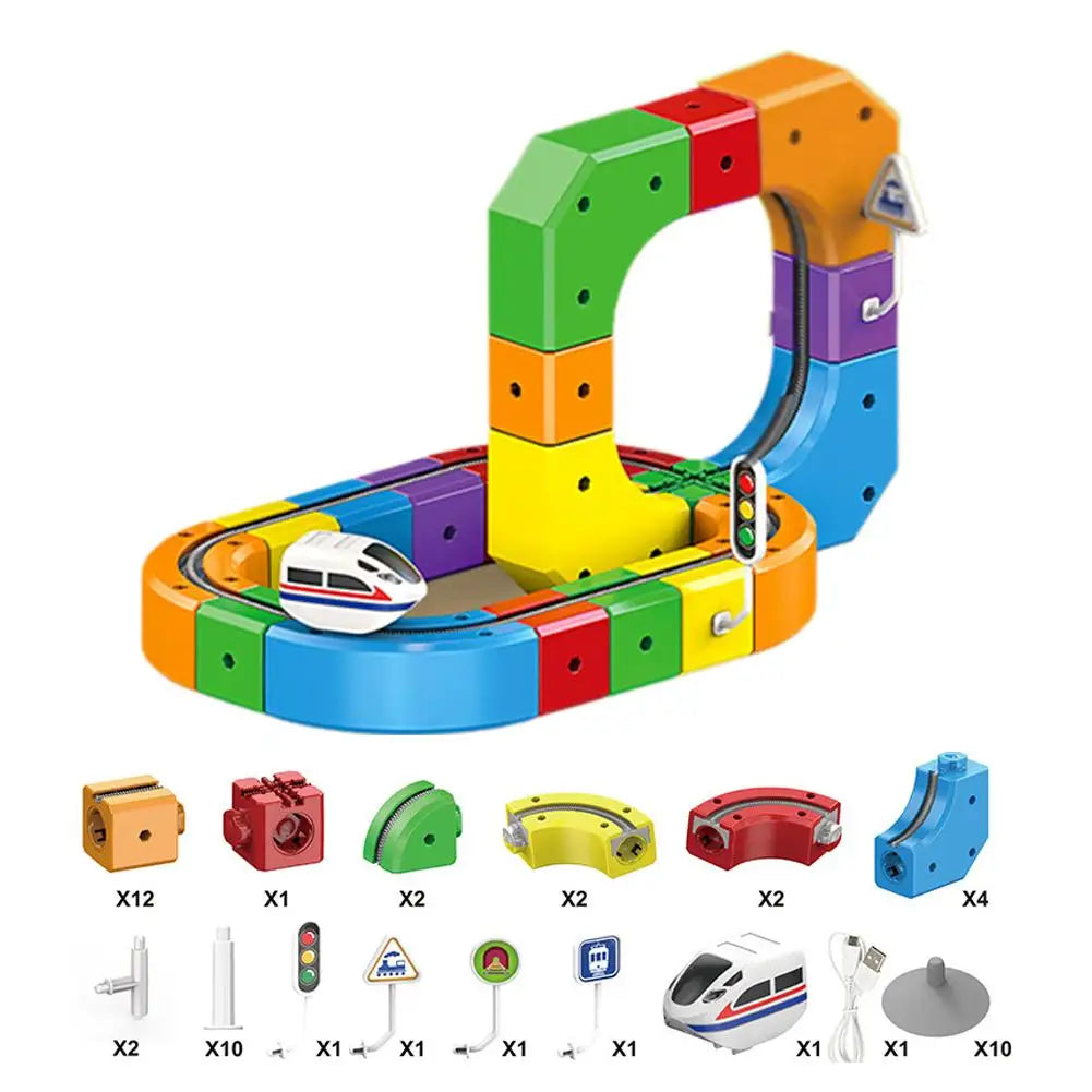 3D Magical Cube Track Train Set - USB Rechargeable STEM Building Toy
