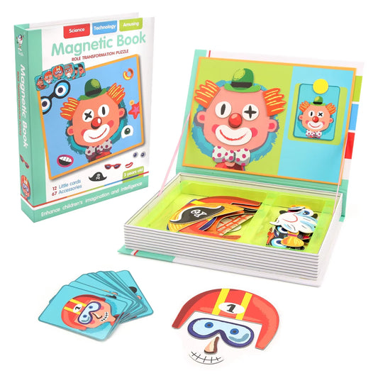 Montessori Magnetic Dress-Up Puzzle Book - 3D Cartoon Brain Training Game