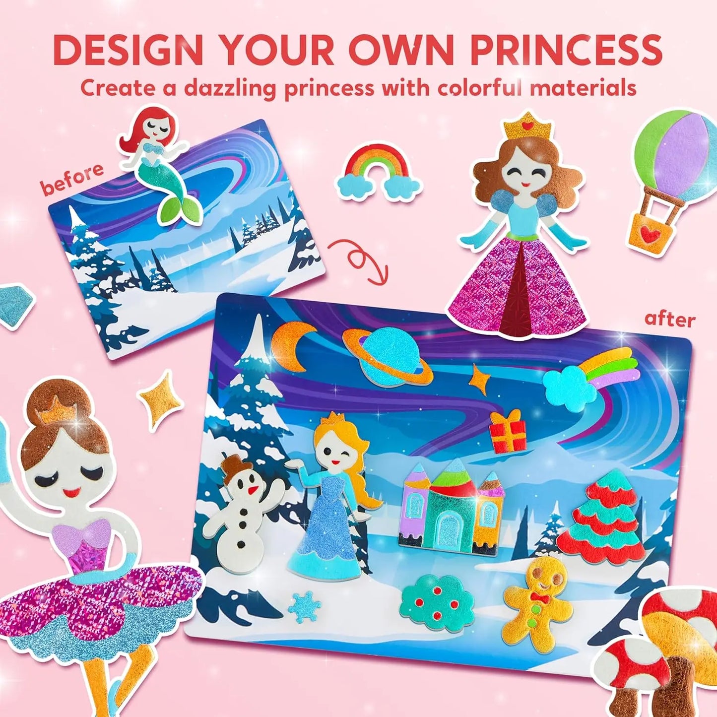 Unicorn & Castle 3D Foil Art Creative Craft Kit for Kids