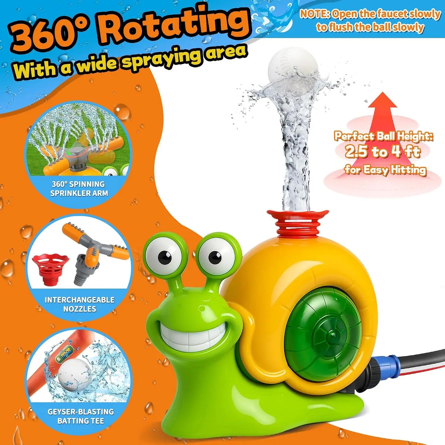 Outdoor Snail Water Sprinkler & Spray Toy for Kids