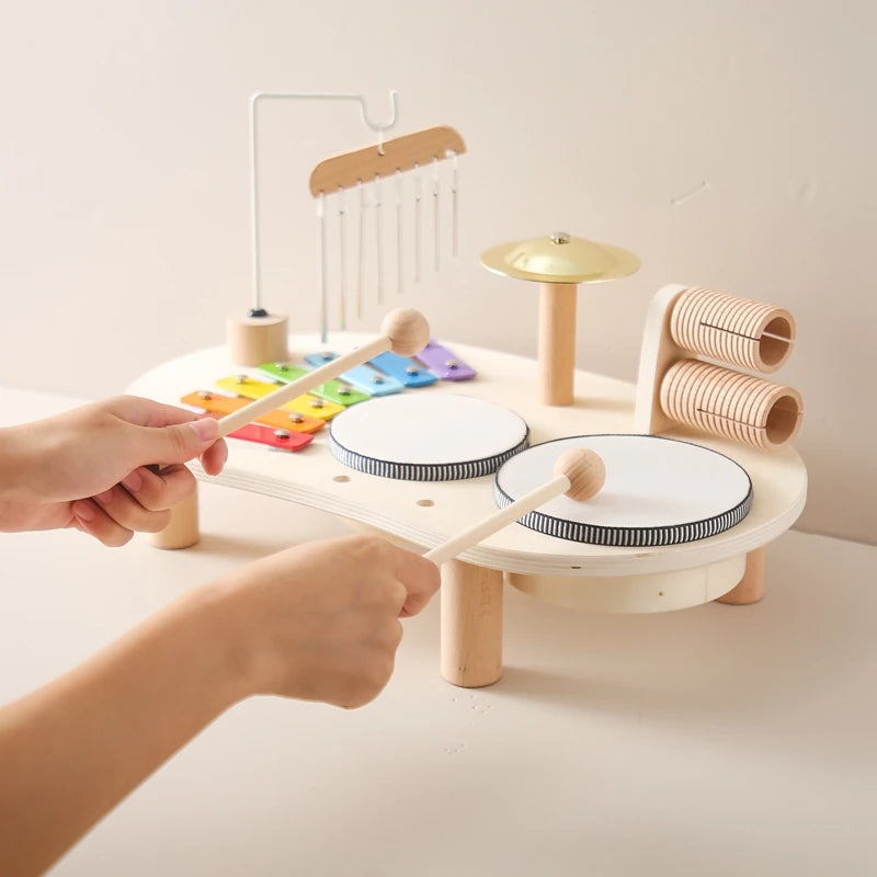 Baby Educational Toys Wooden Aeolian Bells Montessori Children's Musical Toys Xylophone Newborn Birthday Gifts Music Table Toys