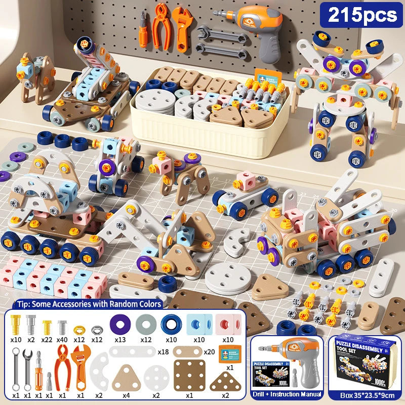DIY Nut Hand Disassembly Assembly Puzzle Simulated Screwing Toolbox Early Educational Kids Toy Repair Tools Blocks Toys For Boys