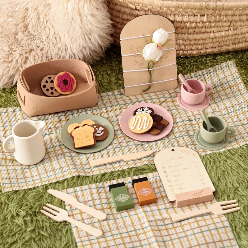 Premium Wooden Montessori Tea Party Playset | High-Quality Pretend Play Kitchen Toy for Toddlers 🧸✨