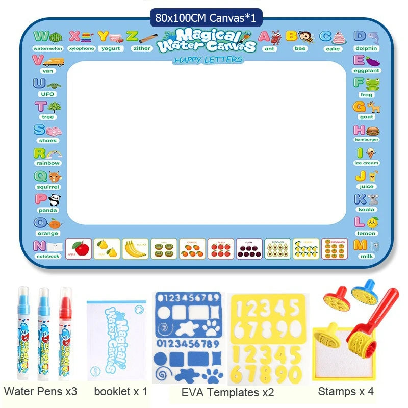 Large Magic Water Drawing Doodle Mat (100x80cm) - Reusable No-Mess Painting Board
