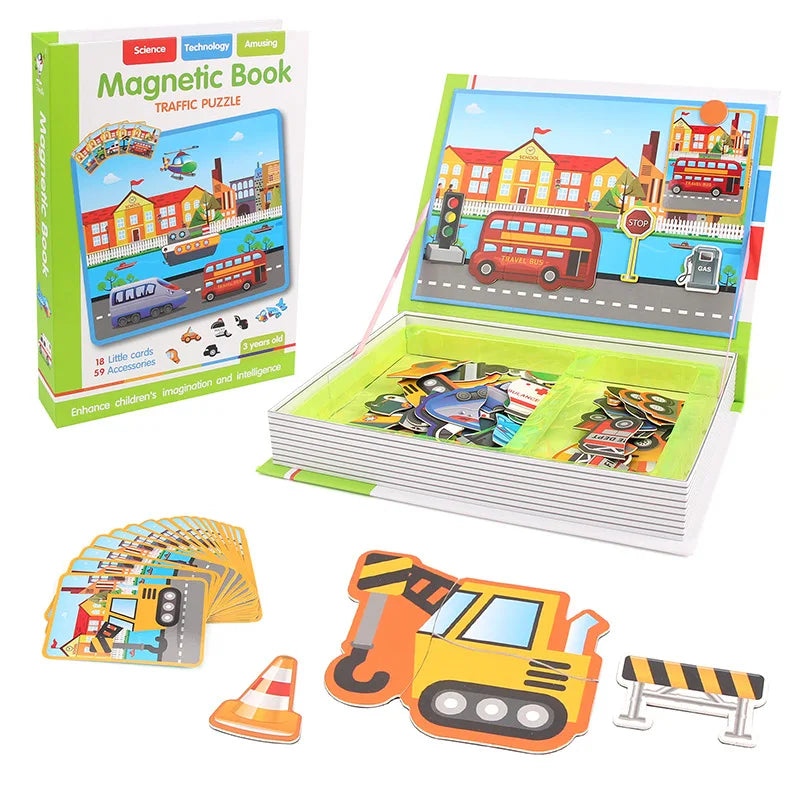 Montessori Magnetic Dress-Up Puzzle Book - 3D Cartoon Brain Training Game