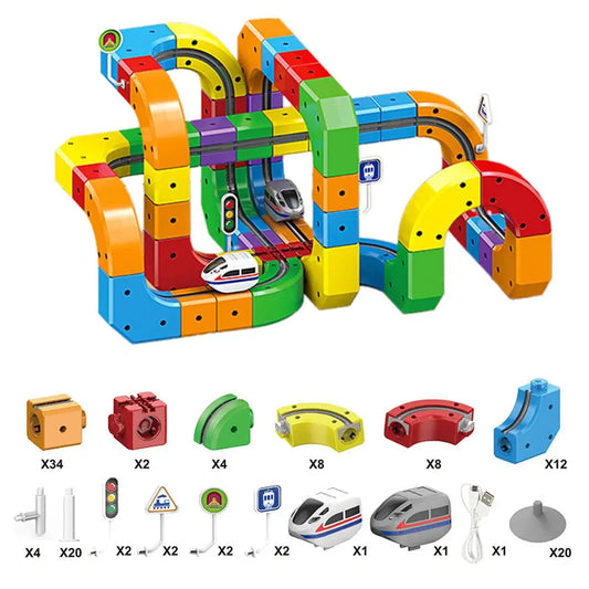 3D Magical Cube Track Train Set - USB Rechargeable STEM Building Toy