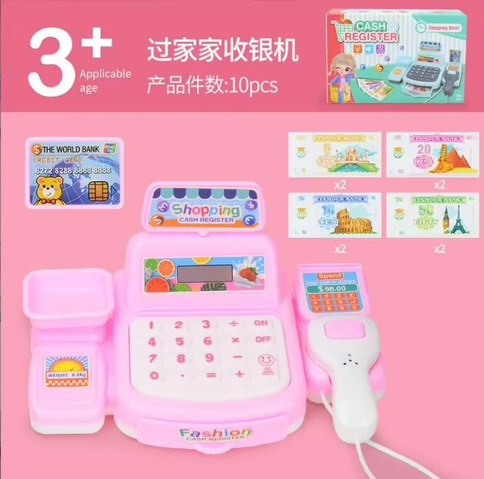 🛒 Interactive Kids Cash Register Toy Set with Light & Sound – Supermarket Pretend Play 🔊✨