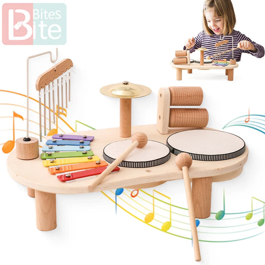 Premium Wooden Montessori Musical Instrument Set | High-Quality Kids Percussion Music Table Toy 🥁🎵✨