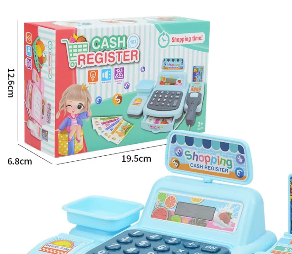 🛒 Interactive Kids Cash Register Toy Set with Light & Sound – Supermarket Pretend Play 🔊✨