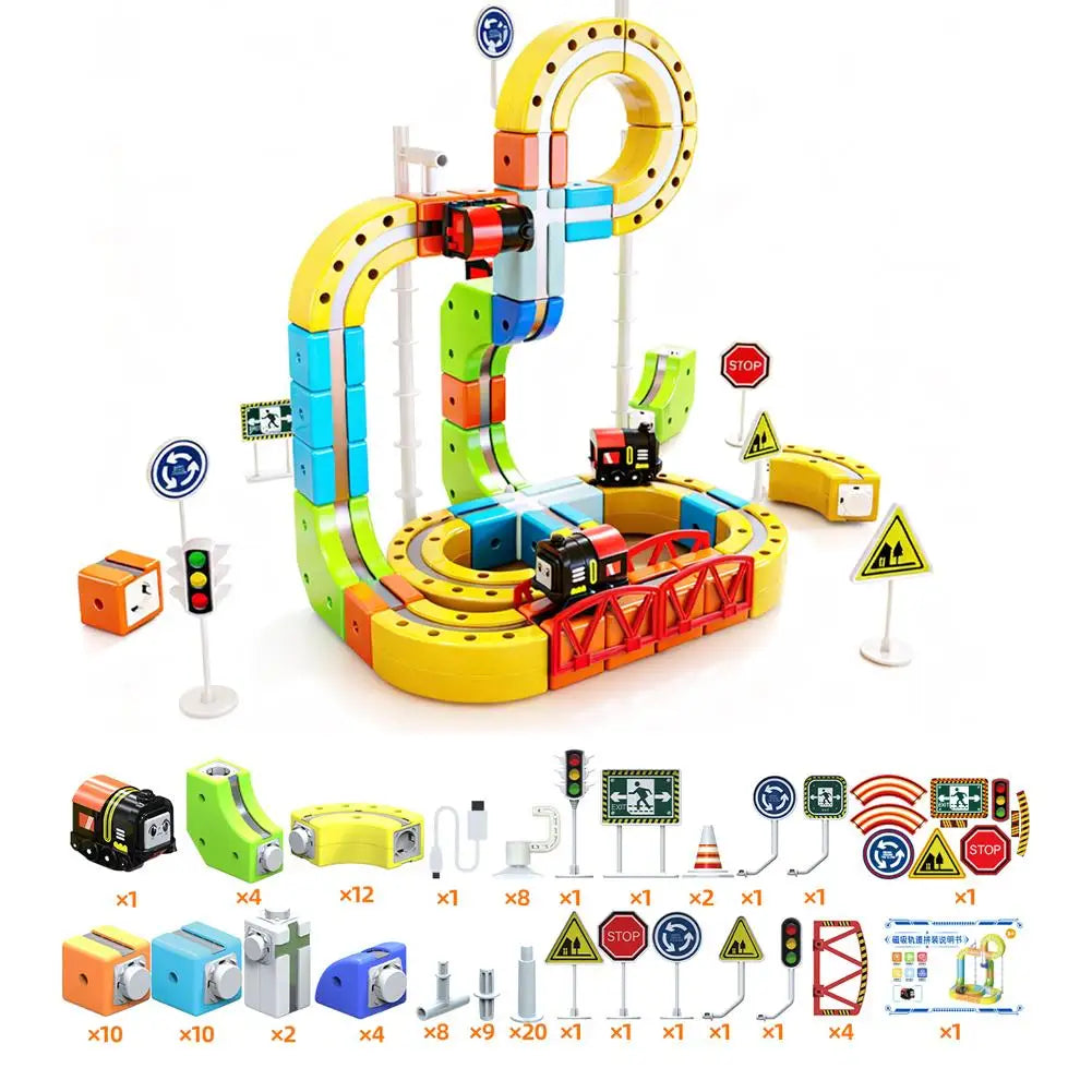 3D Magical Cube Track Train Set - USB Rechargeable STEM Building Toy