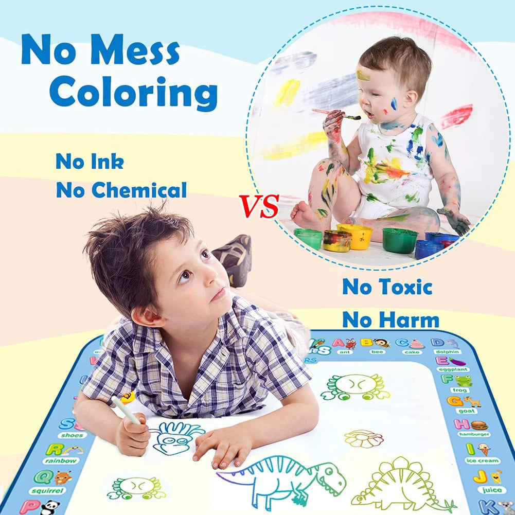 Large Magic Water Drawing Doodle Mat (100x80cm) - Reusable No-Mess Painting Board