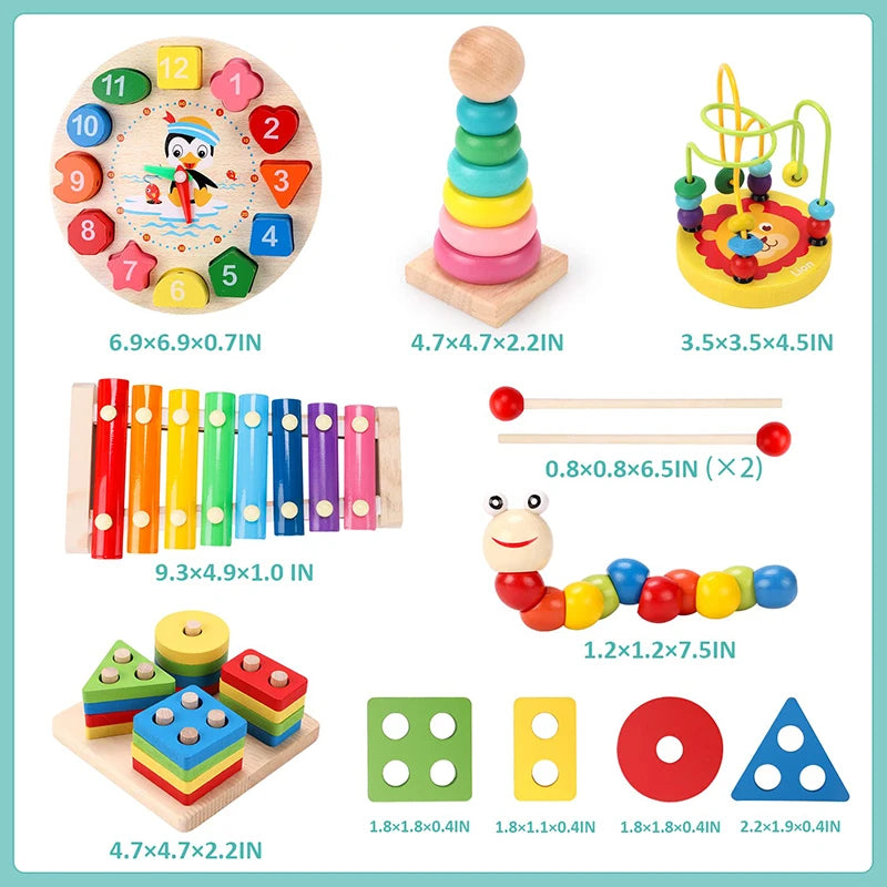 Premium 6-in-1 Montessori Wooden Educational Toy Set 🧸🎨